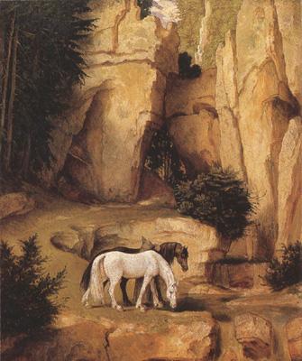Moritz von Schwind A Hermit Leading Horses to the Trough (mk22) oil painting image